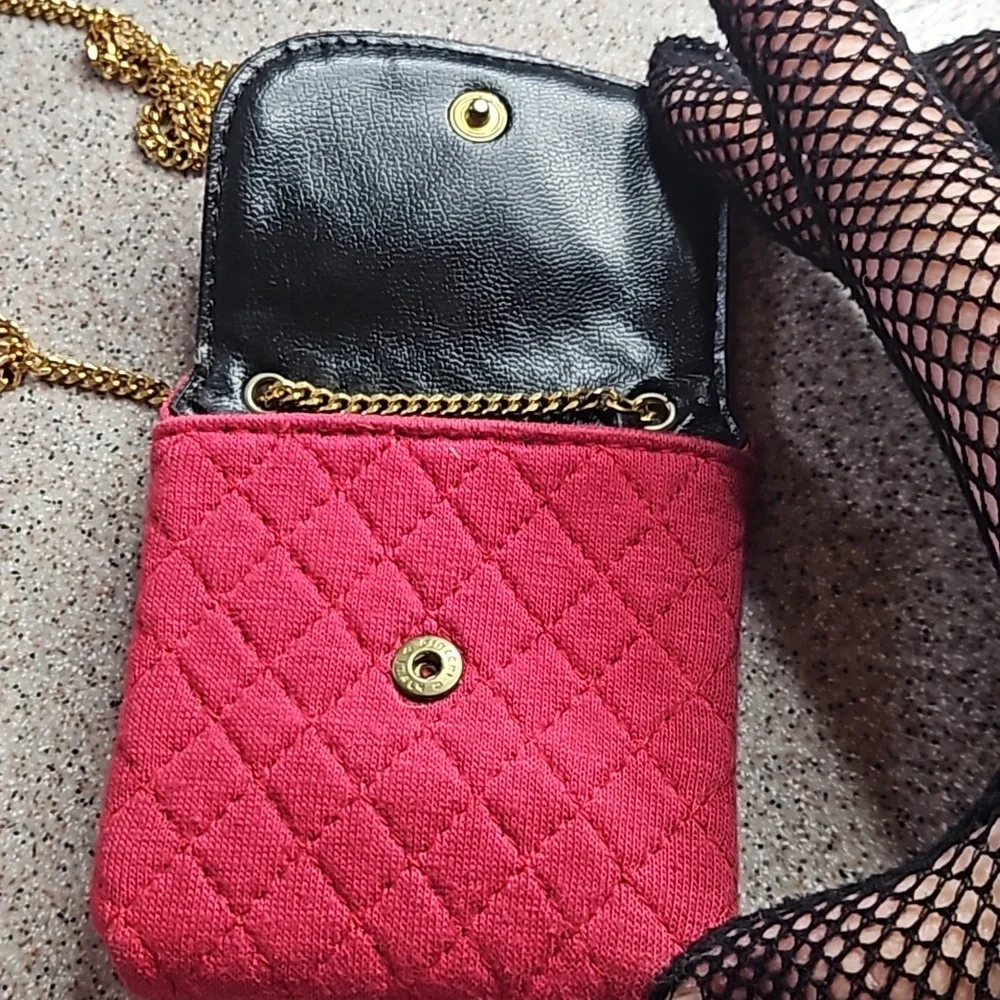 Chanel Red Cloth Front Flap Micro Gold Chain Purse Bag - Picture 6 of 8